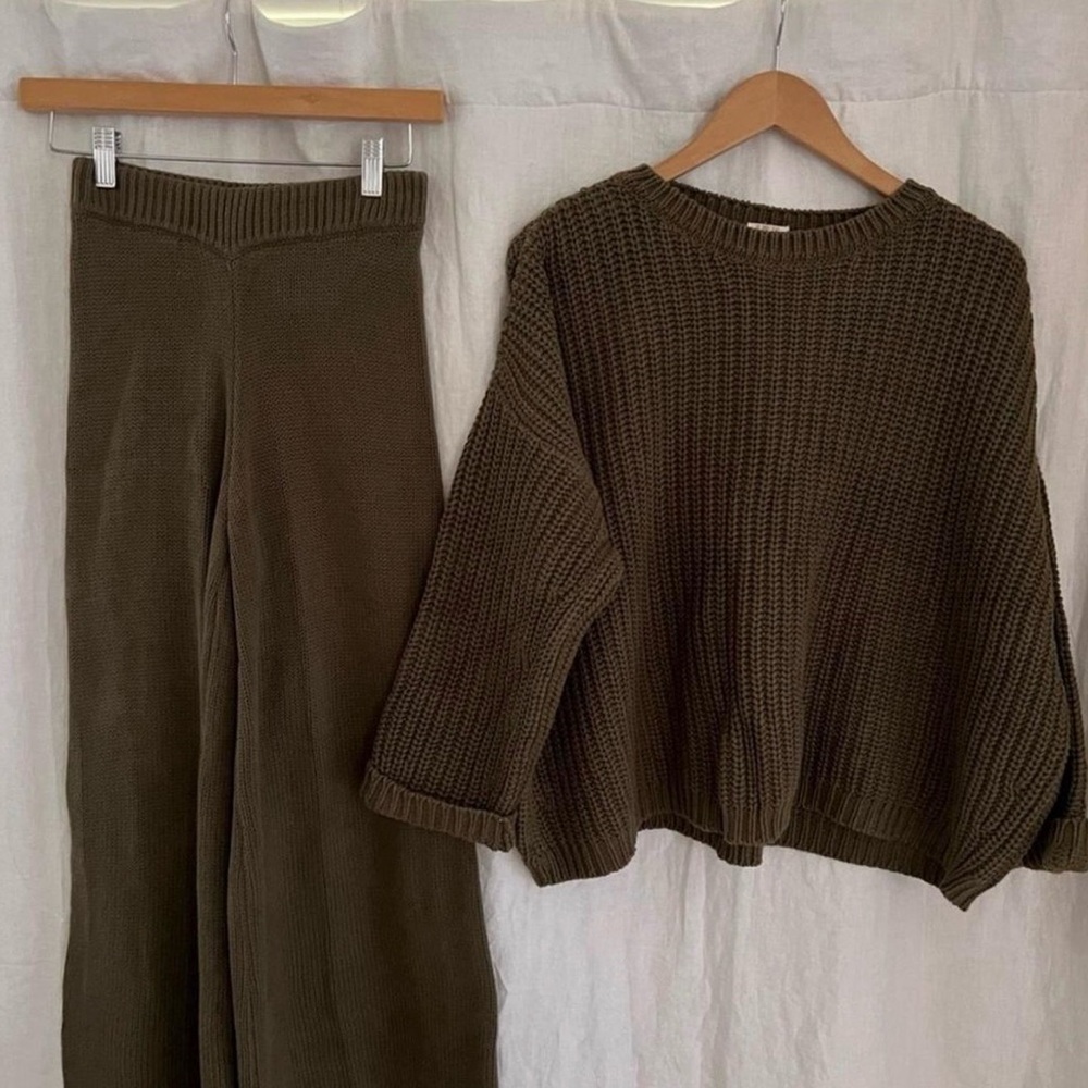 The Simple Folk Organic Cotton Olive Knit Pants